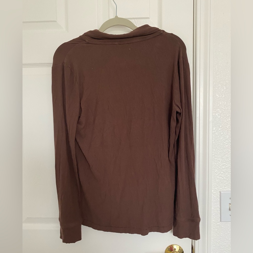 SKIMS Soft Lounge Rib Long Sleeve Sleep Top | Brown | Size S - Picture 4 of 4